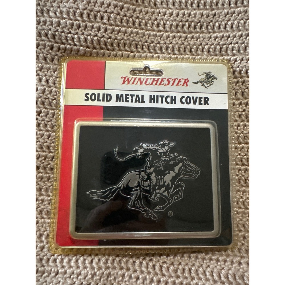 Winchester Solid Metal Hitch Cover Silver Rider Logo Fits 2 and 1.25 Receivers